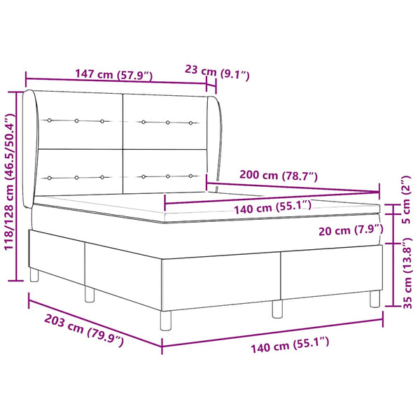 Boxspringbett mit Matratze Hellgrau 140x200 cm