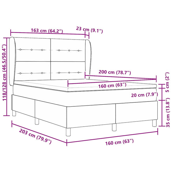 Boxspringbett mit Matratze Dunkelgrau 90x190 cm
