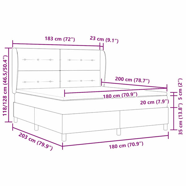 Boxspringbett mit Matratze Schwarz 200x180 cm