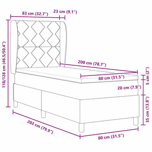 Boxspringbett Creme 200x80 cm
