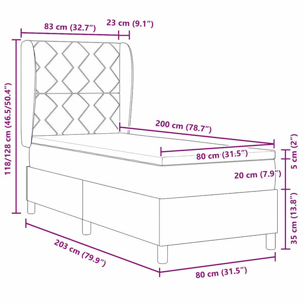 Boxspringbett Creme 200x80 cm