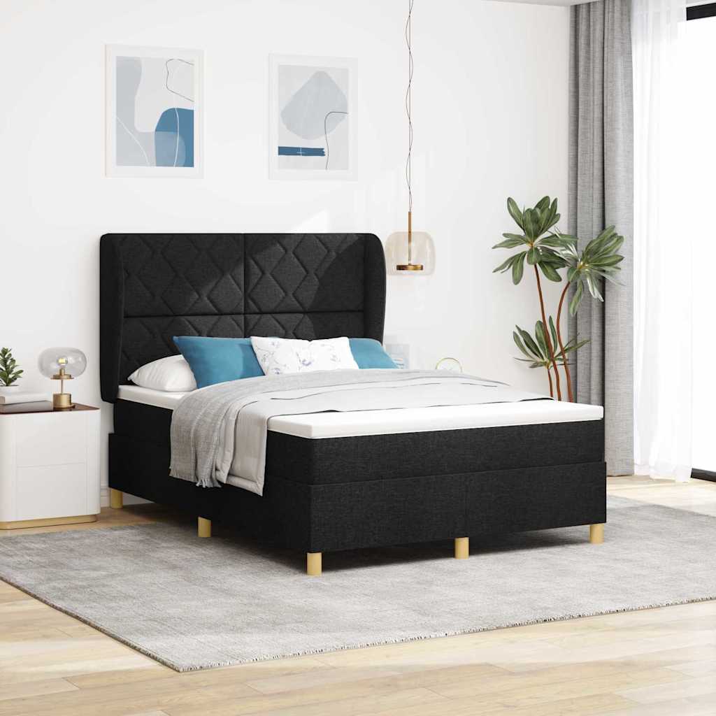 Boxspringbett mit Kopfteil Schwarz 160x200 cm