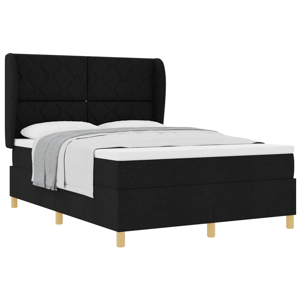 vidaXL Box Spring Bed with Headboard Black 200 x 160 cm Fabric