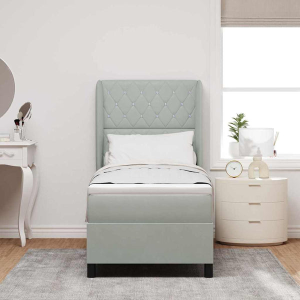 Boxspringbett mit Matratze Hellgrau 200x80 cm Samt