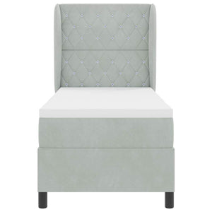 Boxspringbett mit Matratze Hellgrau 200x80 cm Samt