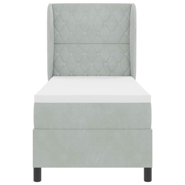 Boxspringbett mit Matratze Hellgrau 200x80 cm Samt