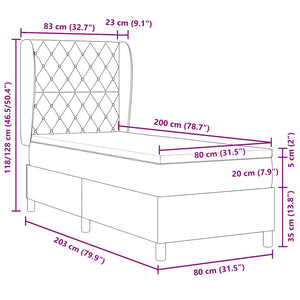 Boxspringbett mit Matratze Hellgrau 200x80 cm Samt