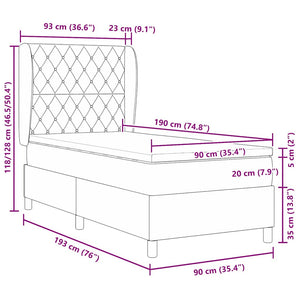 Boxspringbett mit Matratze Dunkelgrau 190x90 cm