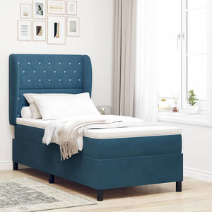 vidaXL Lit coffre avec matelas Bleu foncé 200 x 90 cm Velours