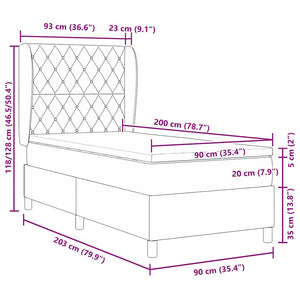 vidaXL Lit coffre avec matelas Bleu foncé 200 x 90 cm Velours