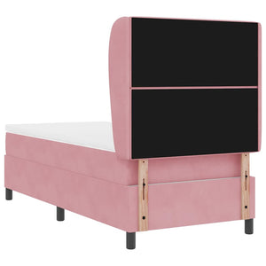 vidaXL Lit boxspring avec matelas et tête de lit velours rose 200 x 90 cm