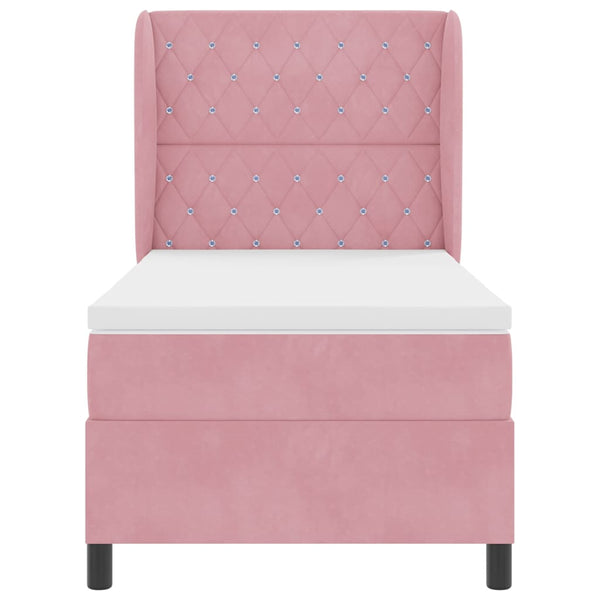 vidaXL Lit boxspring avec matelas et tête de lit velours rose 200 x 90 cm