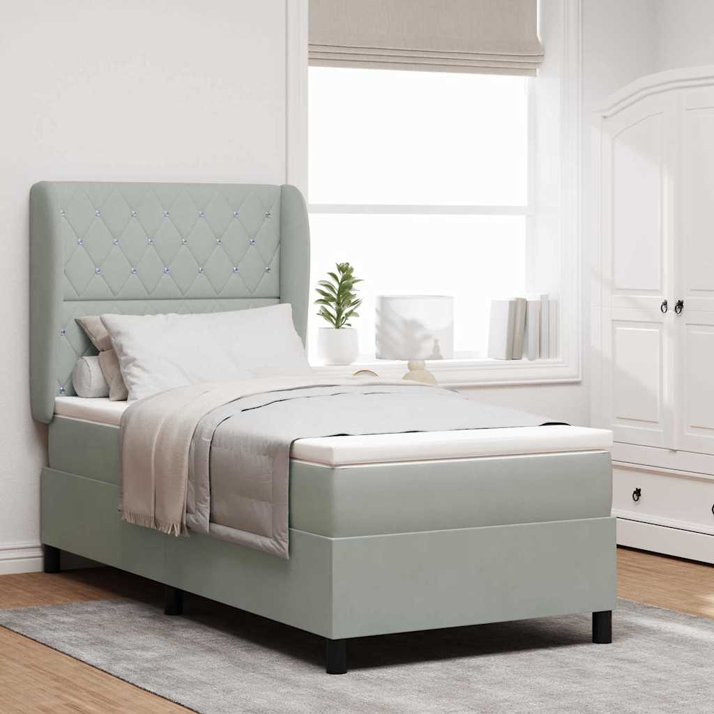 Boxspringbett mit Matratze Hellgrau Samt 200x100 cm