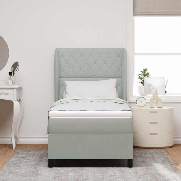 Boxspringbett mit Matratze Hellgrau Samt 200x100 cm