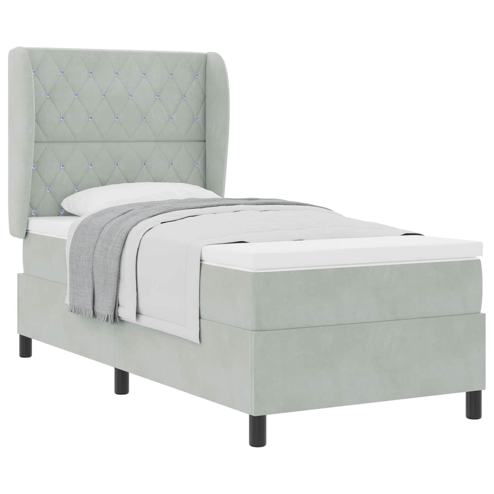 vidaXL Lit coffre avec matelas Gris clair 200 x 100 cm Velours
