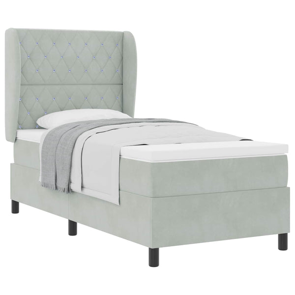 Boxspringbett mit Matratze Hellgrau Samt 200x100 cm