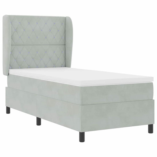 Boxspringbett mit Matratze Hellgrau Samt 200x100 cm