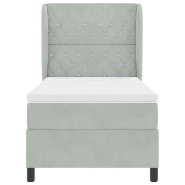 Boxspringbett mit Matratze Hellgrau Samt 200x100 cm