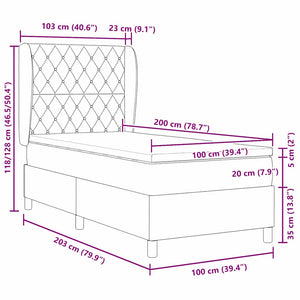 Boxspringbett mit Matratze Hellgrau Samt 200x100 cm