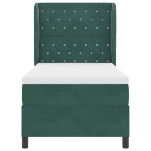 vidaXL Lit coffre avec matelas vert foncé 200 x 100 cm Velours