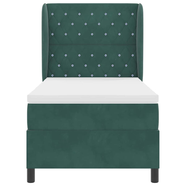 vidaXL Lit coffre avec matelas vert foncé 200 x 100 cm Velours