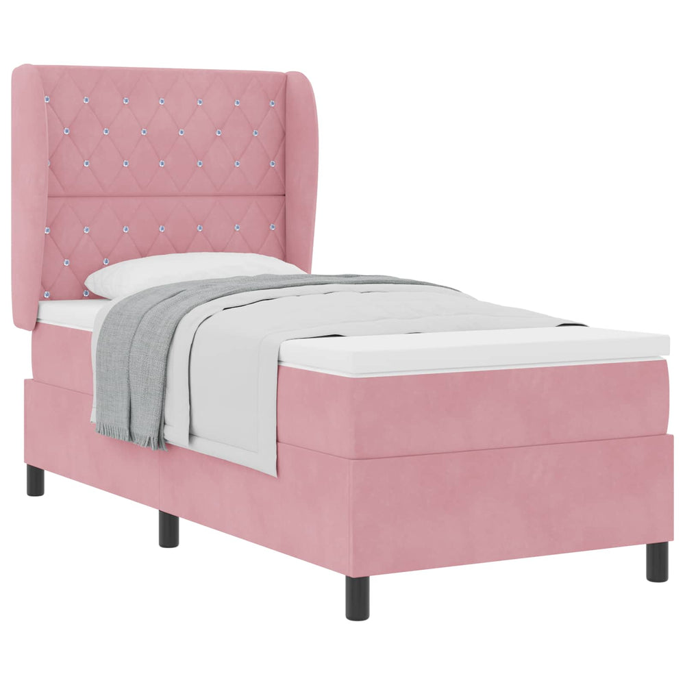 vidaXL Lit coffre avec matelas et tête de lit velours rose 200 x 100 cm