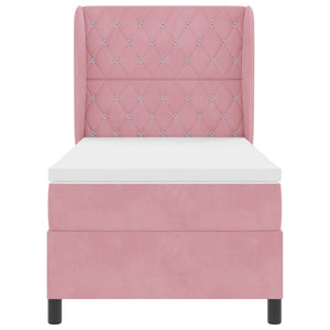 vidaXL Lit coffre avec matelas et tête de lit velours rose 200 x 100 cm