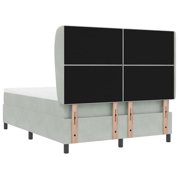 vidaXL Lit boxspring avec matelas Gris clair 190 x 140 cm Velours