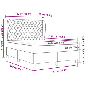 Boxspringbett mit Matratze Dunkelgrau 190x140 cm