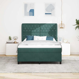 vidaXL Lit coffre avec matelas Vert foncé 190 x 140 cm Velours