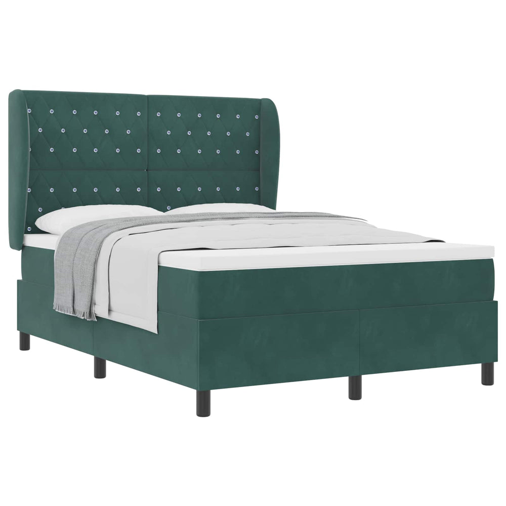 vidaXL Lit coffre avec matelas Vert foncé 190 x 140 cm Velours