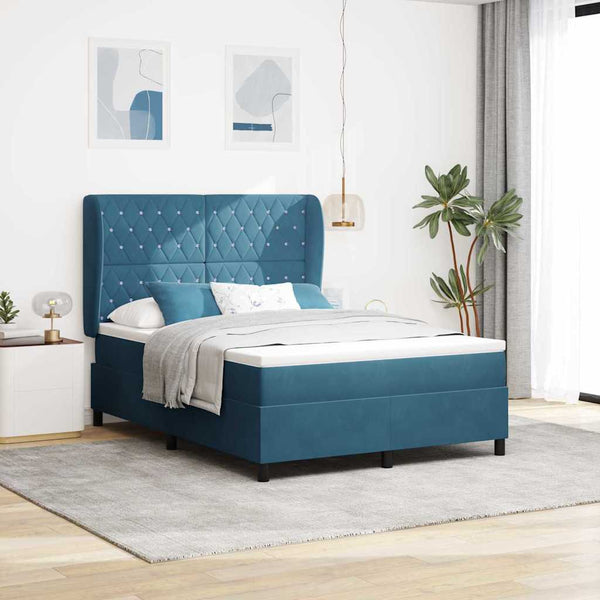 Boxspringbett Dunkelblau Samt 190x140 cm mit Matratze