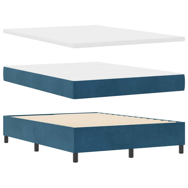 Boxspringbett Dunkelblau Samt 190x140 cm mit Matratze