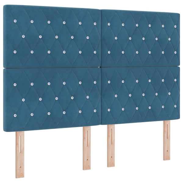 Boxspringbett Dunkelblau Samt 190x140 cm mit Matratze