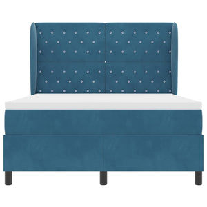 Boxspringbett Dunkelblau Samt 190x140 cm mit Matratze