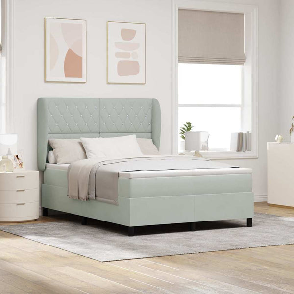 Boxspringbett mit Matratze Hellgrau 140x200 cm Samt