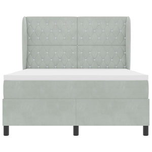 Boxspringbett mit Matratze Hellgrau 140x200 cm Samt