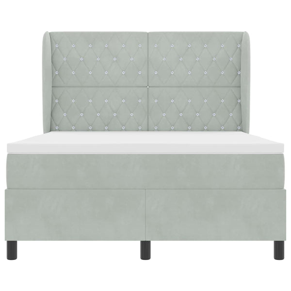 Boxspringbett mit Matratze Hellgrau 140x200 cm Samt