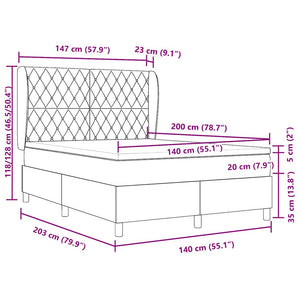 Boxspringbett mit Matratze Hellgrau 140x200 cm Samt