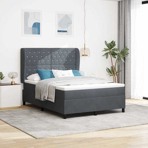 Boxspringbett mit Matratze Dunkelgrau Samt 200x140 cm