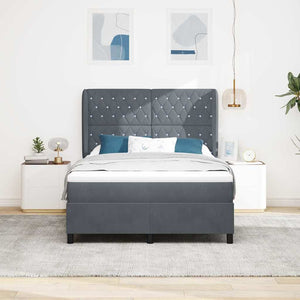 Boxspringbett mit Matratze Dunkelgrau Samt 200x140 cm