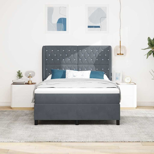 Boxspringbett mit Matratze Dunkelgrau Samt 200x140 cm