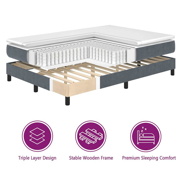 Boxspringbett mit Matratze Dunkelgrau Samt 200x140 cm