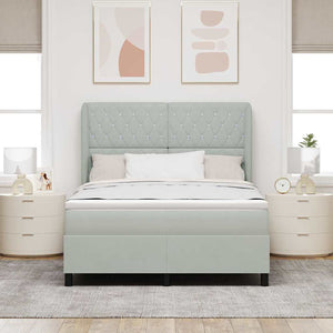 Boxspringbett Hellgrau Samt 160x200 cm