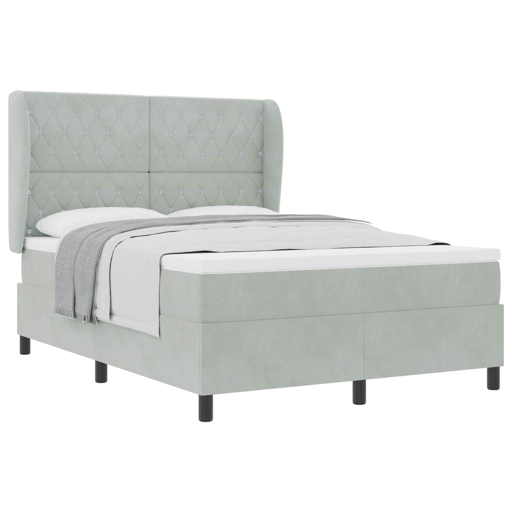 vidaXL Box Spring Bed with Mattress Light Grey 200 x 160 cm Velvet