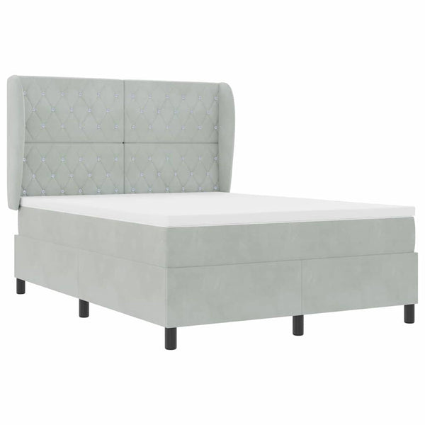 Boxspringbett Hellgrau Samt 160x200 cm