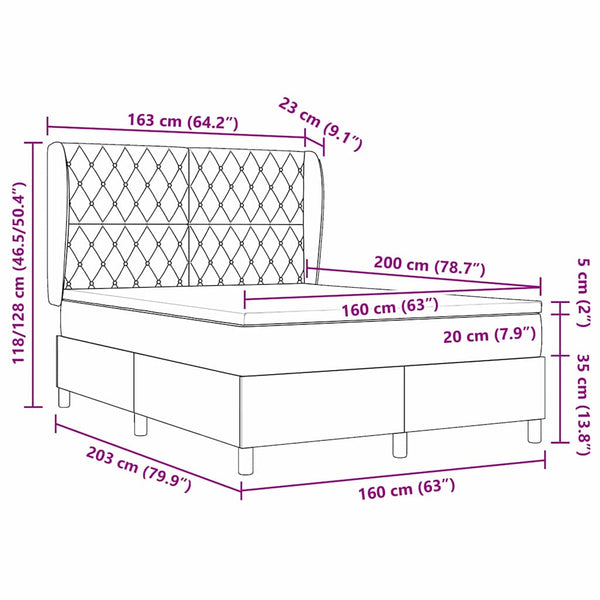 Boxspringbett mit Matratze Dunkelgrau 160x200 cm