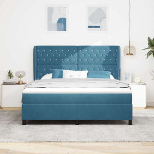 vidaXL Lit boxspring avec matelas bleu foncé 200 x 180 cm Velours