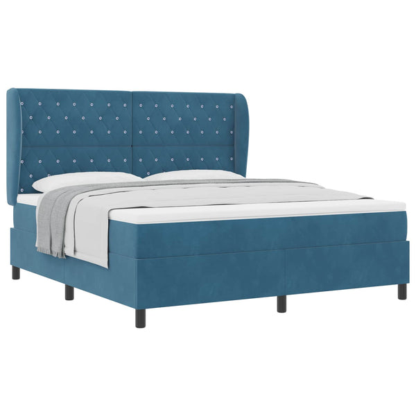 vidaXL Lit boxspring avec matelas bleu foncé 200 x 180 cm Velours