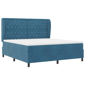 vidaXL Lit boxspring avec matelas bleu foncé 200 x 180 cm Velours